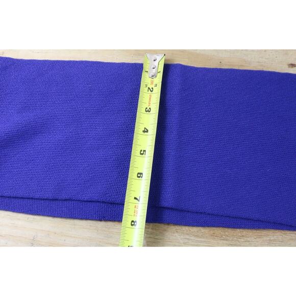 Liz Claiborne Scarf Blue Black Merino Wool Striped Vintage 1987 Hong Kong New - Picture 5 of 8